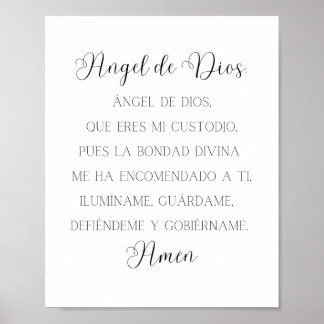 Poster Angel de Dios - Oração Espanhola