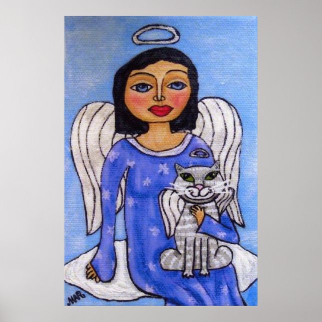Póster Angel e Cat em uma nuvem (Frente)