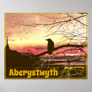 Poster Angel e Raven de Aberystwyth no pôr do sol