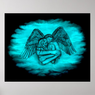 Poster Angel Eros in Love, design preto e verde