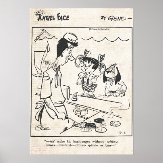 Poster Angel Face's Hamburger Order Vintage Comic Strip