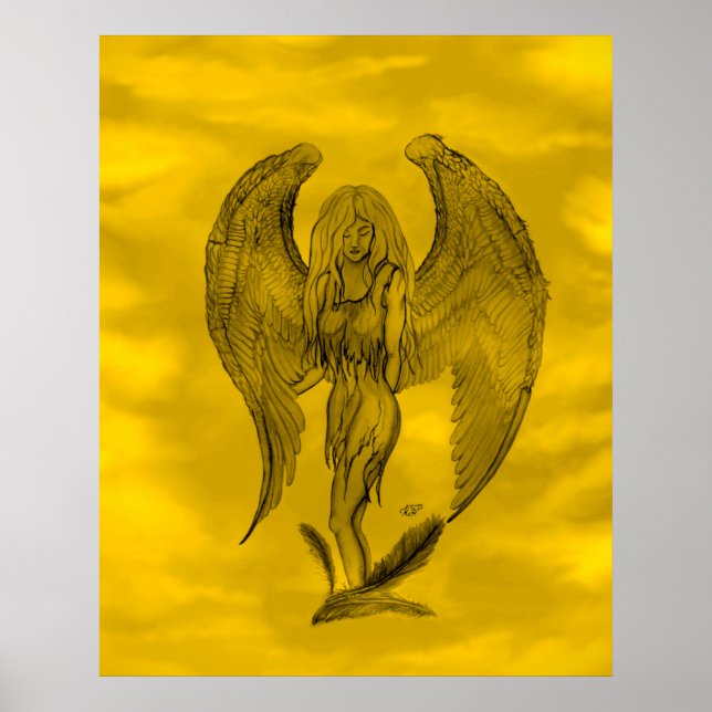 Poster Angel no estilo de tatuagem (Frente)