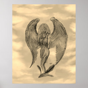 Poster Angel no estilo de tatuagem