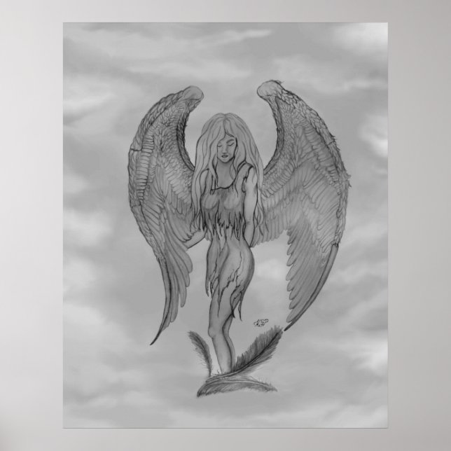 Poster Angel no estilo de tatuagem (Frente)