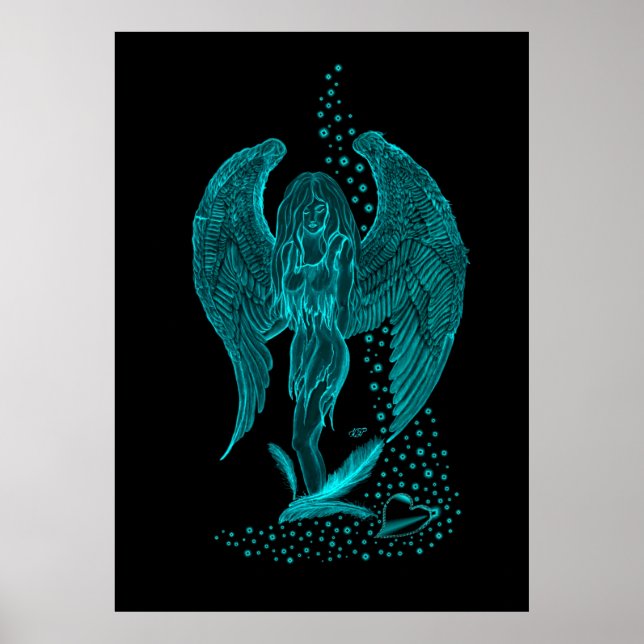 Poster Angel, perdido no Love, Design preto e verde (Frente)