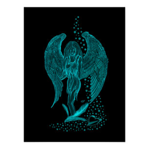 Póster Angel, perdido no Love, Design preto e verde