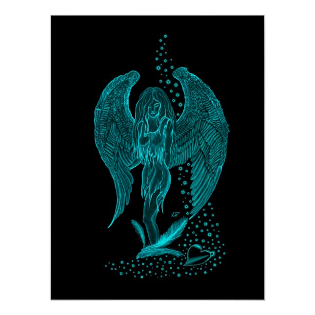 Póster Angel, perdido no Love, Design preto e verde (Frente)