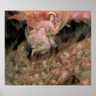 Póster Angel Piping to Souls in Hell por Evelyn De Morgan