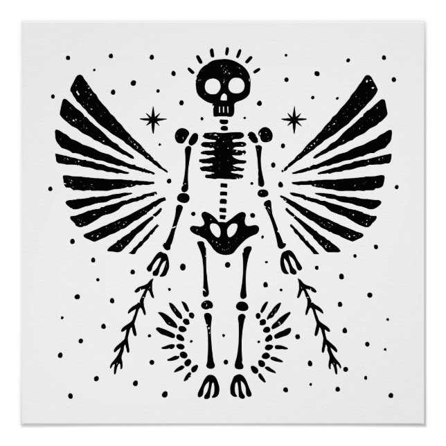 Póster Angel Skeleton Gothic Natal (Frente)