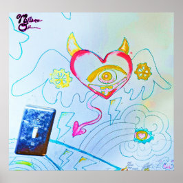Poster Angelic Devil Heart Grafite