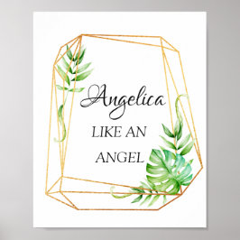Poster Angelica Name Significa Floral Geométrico Frame
