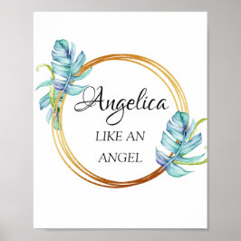 Poster Angelica Name Significa Floral Ouro Frame