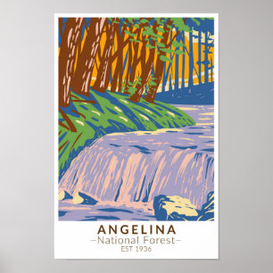 Poster Angelina National Forest Boykin Creek Vintage