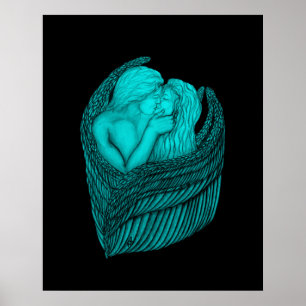Poster Angels Kissing, Design preto e verde