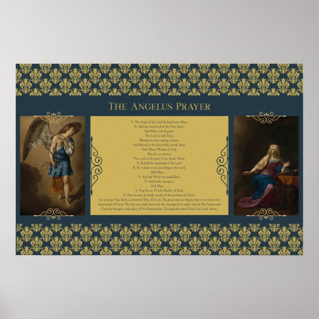 Poster Angelus Prayer com Gabriel e Mary Fleur de Lis (Frente)