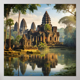 Poster Angkor Wat, antigo templo Khmer