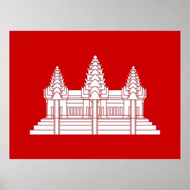 Póster Angkor Wat Cambodian / Khmer Flag (Frente)