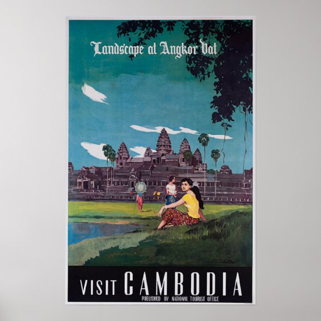 Poster Angkor Wat Cambodja Viagens vintage (Frente)