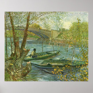 Póster Angler e barco no Pont de Clichy por van Gogh