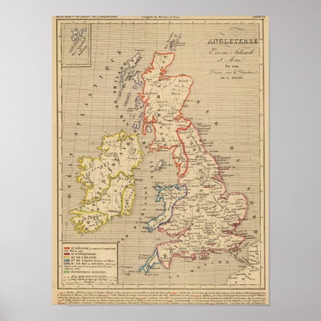 Póster Angleterre, Ecosse, Irlande et Man en 1100 (Frente)