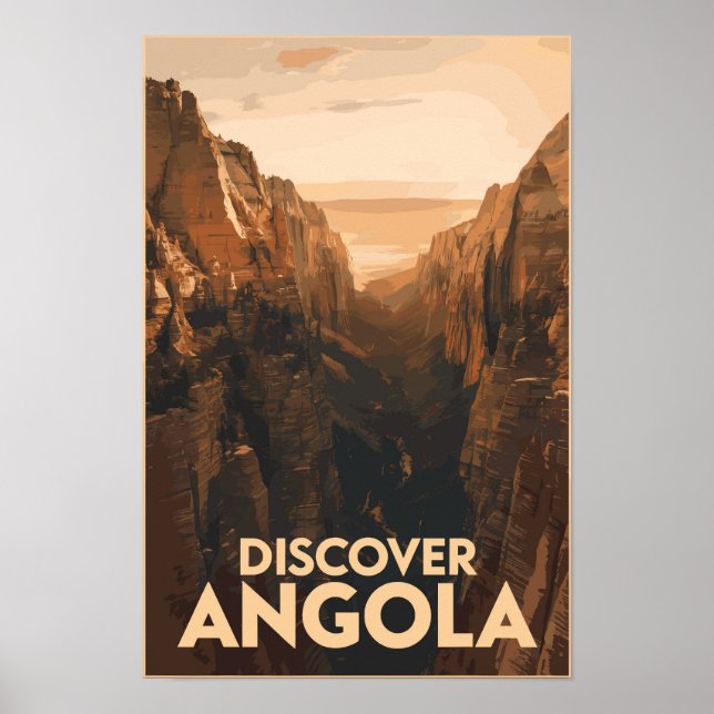 Poster Angola Lubango Viagem Arte Vintage (Frente)