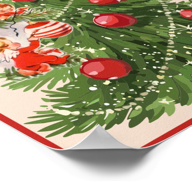 Poster Ângulos decorando a árvore de Natal (Borda)