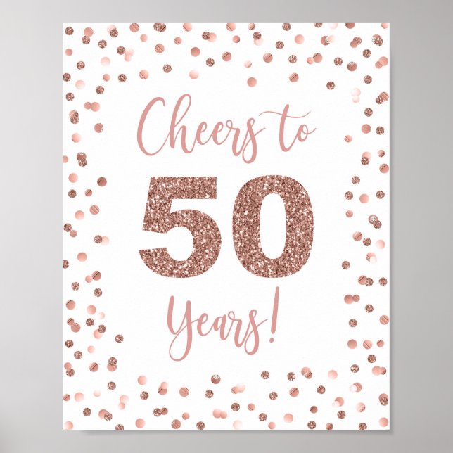 Poster Anima-se a 50 anos Sinal de Confetti Glitter Doura (Frente)