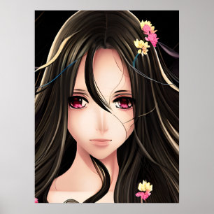 Poster Animação de Namorada de Brunette de Olho Rosa