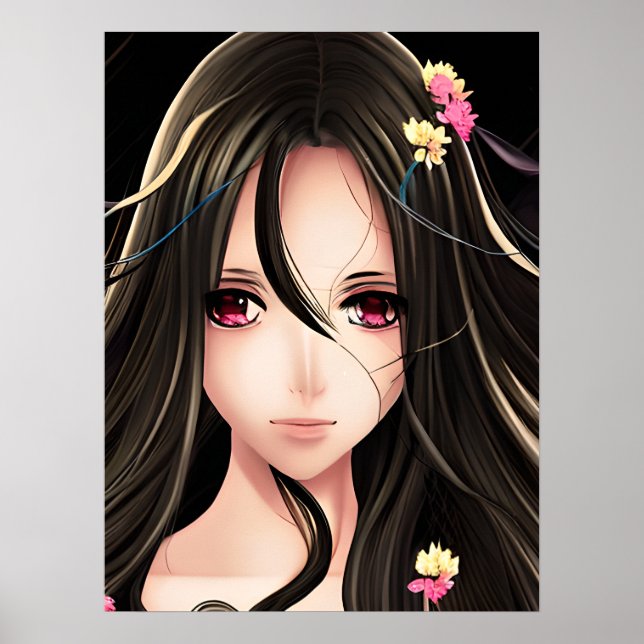 Poster Animação de Namorada de Brunette de Olho Rosa (Frente)
