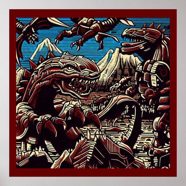 Poster Animação Fantasy Dinosaur Robots - Corte 2 (Frente)