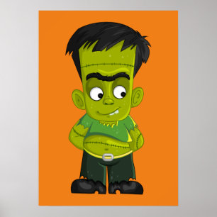 Póster Animação Halloween Frankenstein