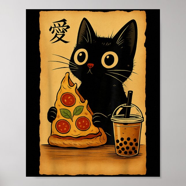 Poster Animação Kawaii Japonês Pizza Cat A Chá Cat Comend (Frente)