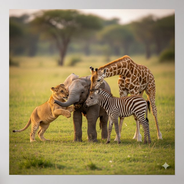 Poster Animais Adoráveis Da Savana (Frente)