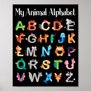 Poster Animais Alphabet Aprendendo Animais ABC