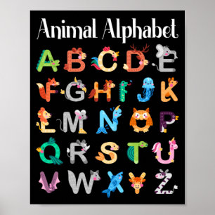 Poster Animais Alphabet Aprendendo Animais ABC