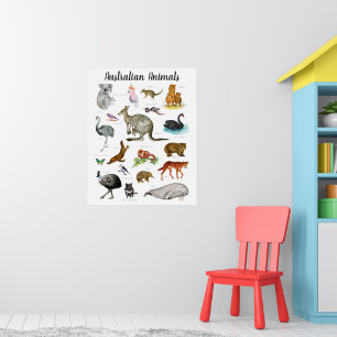 Poster Animais Australianos Aprendizado Educacional Sal