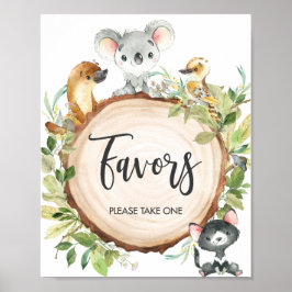 Poster Animais Australianos — Chás de fraldas de verde
