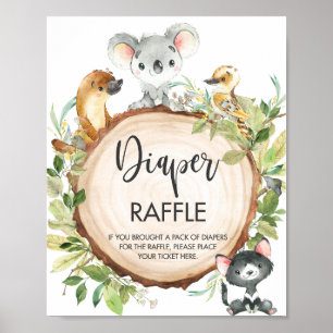 Poster Animais Australianos Greeneram Bebê Fralda Raffle