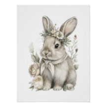Animais Bebês Adoráveis em Aquarela com Flores
