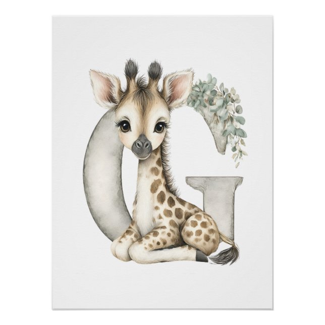Póster Animais Bebês Adoráveis em Aquarela com Letras do  (Frente)