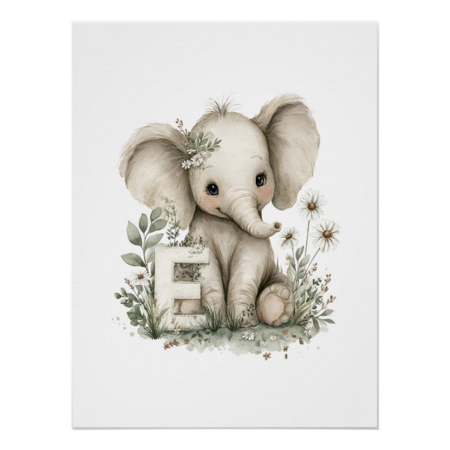 Póster Animais Bebês Adoráveis em Aquarela com Letras do  (Frente)