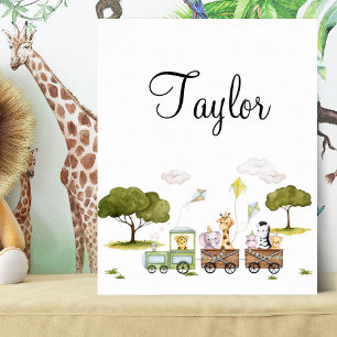 Poster Animais Bebês Fofos da Selva em Viagem de Trem