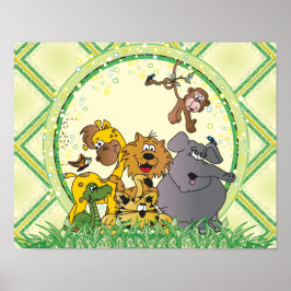 Póster Animais Bebês na Selva da Savana