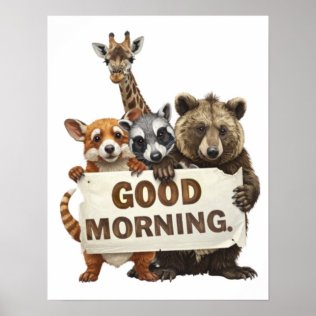 Poster Animais, Bom Dia, (Frente)