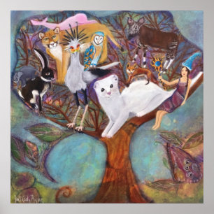 Poster Animais Colecionadores em Árvore Arte Caprichosa