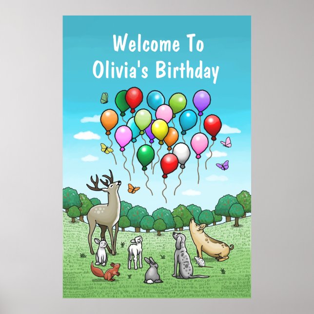 Poster Animais com Balões (Frente)