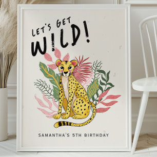 Poster Animais da Festa Selvagem do Guepardo Cumprimentos