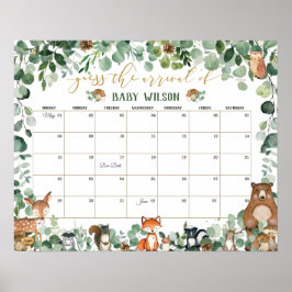 Poster Animais da Floresta Adivinham Jogo de Nascimento d