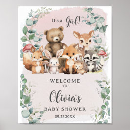 Poster Animais da Floresta, Chá de fraldas verde