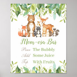 Poster Animais da Floresta Chá de fraldas Verde Momosa Ba